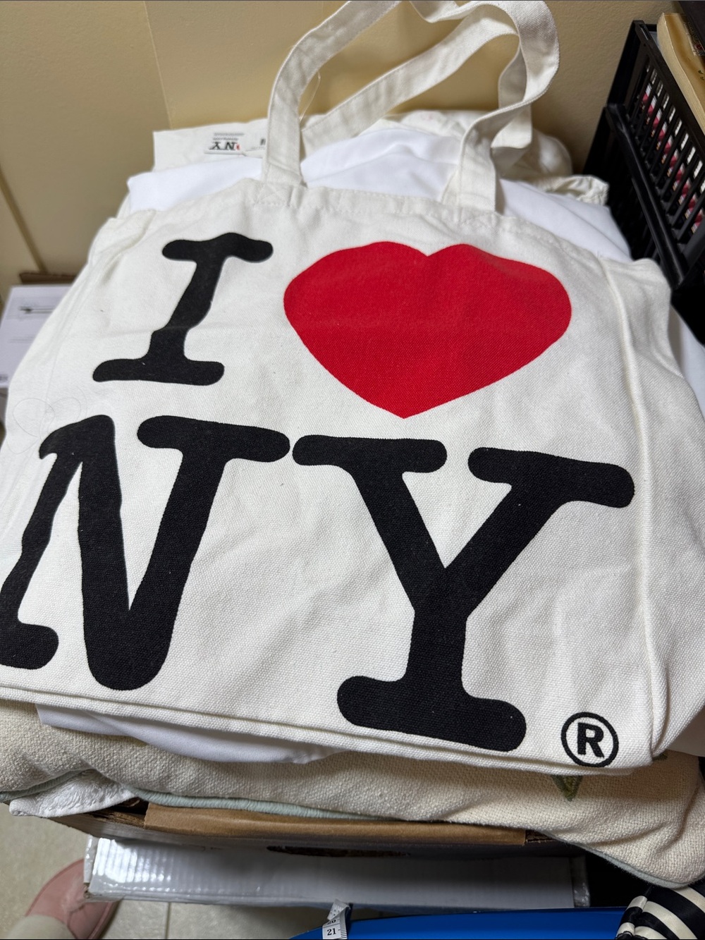 I ❤️ NY Canvas Tote Bag - Red & Black Print